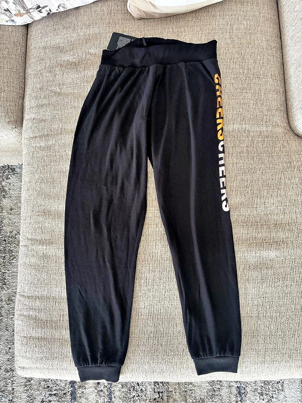 Chaser Women's Black Cheers Graphic Jogger Sweatpants NWT Size S